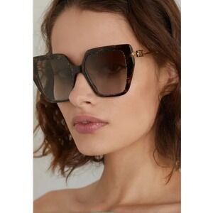 Fendi FF Vertigo Square Sunglasses Tortoiseshell Brown Gradient Gold Accents